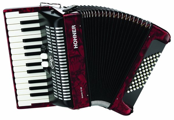 26-Key Piano Accordion, 48 Bass, Red