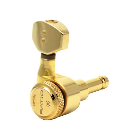 Ratio Locking Tuned Machine Heads - Electric 6 in Line Contemporary Mini Gold 2 P