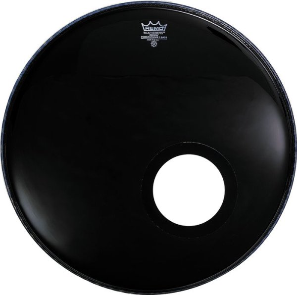 18" Powerstroke P3 Ebony Bass Drumhead With 5" Black Dynamo