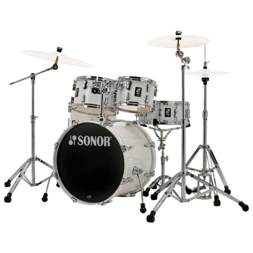 AQ1 Stage 5-Piece Drum Set With 20" Bass Drum & Hardware, Piano White