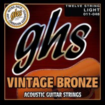 Vintage Bronze Acoustic Guitar Strings, 12 Set - Light (011-048)