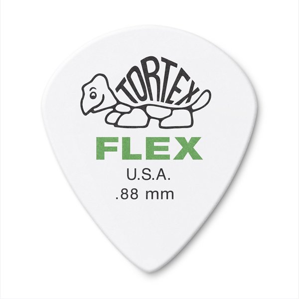 Tortex Flex Jazz III Guitar Pick, .88mm, White - 12 Pack