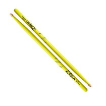 5A Acorn Tip Hickory Drumsticks, Neon Yellow