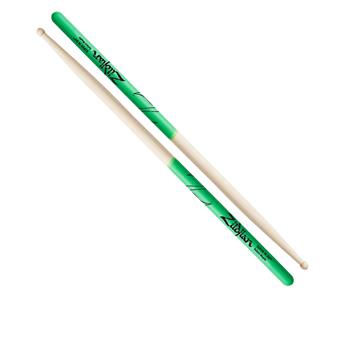 Super 7A Wood Tip Maple Drumsticks with Green DIP