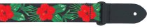 2” Polyester guitar strap, Red Hibiscus Flower design