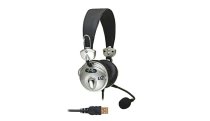 USB Stereo Headphones with Cardioid Condenser Microphone, 6ft USB Cable