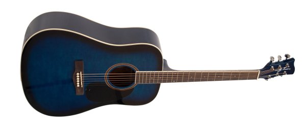 Dreadnought Acoustic Guitar, Full Size, Blue Burst Quilt