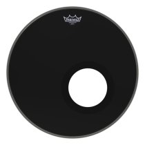 18″ Ambassador Ebony Bass Drumhead With 5″ Black DynamO Installed