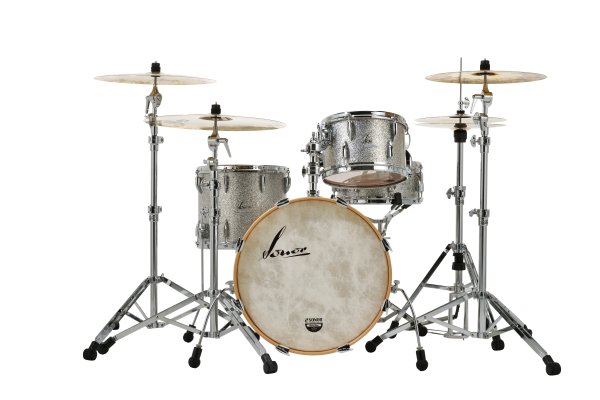 Vintage 3-Piece Drum Kit, Silver Glitter