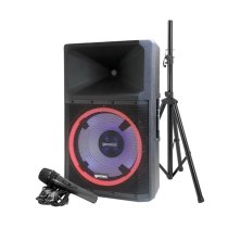 High Power Bluetooth Party Speaker With Party Lights, Microphone, And Speaker Stand