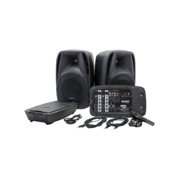 Dual 10" Passive Speakers With Detachable Powered Mixer