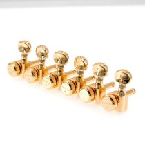 6 In Line Ratio Lefty Electric Locking Machine Heads Gold Classic Button