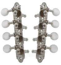 A-Style Mandolin Tuning Machines 4 x 4 Tuners Set, Nickel with Pearloid Buttons