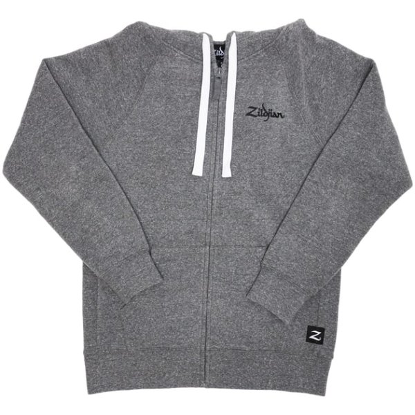 Zildjian Gray Zip Up Logo Hoodie, XL