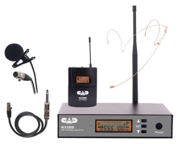 Wireless Bodypack Microphone System with Lavalier, Headset, and Guitar Cable (510 to 570 MHz)