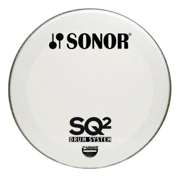 16” White Coated Drumhead with and SQ2 Logo - Single Ply