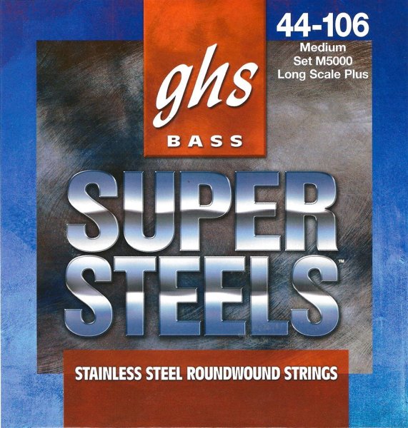 Super Steels Roundwound Stainless Steel Bass Guitar Strings - Medium 44-106