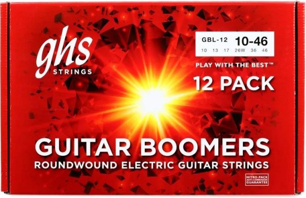 12-Pack GBL Guitar Boomers Electric Guitar Strings, Light (.10-.46)