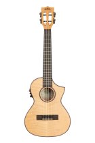 All Solid Flame Maple Cutaway Tenor Ukulele With EQ & Bag