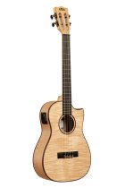 All Solid Flame Maple Cutaway Baritone Ukulele With EQ & Bag