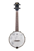 Concert Banjo Ukulele With Bag, Black Satin