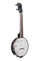 Concert Banjo Ukulele With Bag, Black Satin