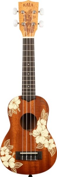 Hawaiian Hibiscus Soprano Mahogany Ukulele With Bag