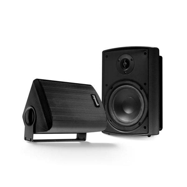 4" 100W Powerful Bass Waterproof Bluetooth Wall & Ceiling Mount Wired Speakers, Black (Pair)