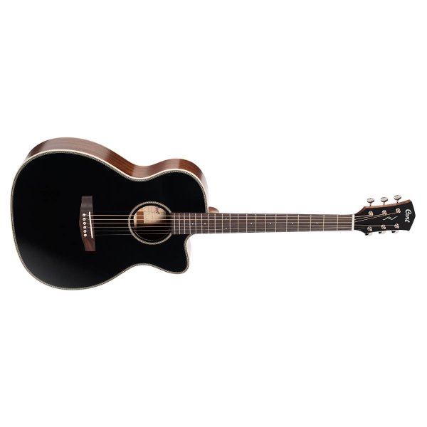 Essence Series OM Cutaway Acoustic Guitar, Black Top Semi Gloss