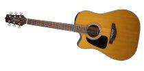 Acoustic-Electric Guitar Left-Handed Dreadnought Cutaway, Natural