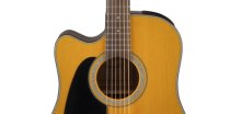 Acoustic-Electric Guitar Left-Handed Dreadnought Cutaway, Natural