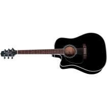 Pro Series Dreadnought Acoustic Electric Guitar, Black, Left Handed with Case