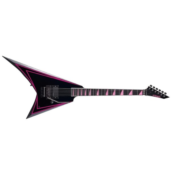 Alexi Laiho Sawtooth Japan Custom Shop Guitar, Black with Pink Pinstripe