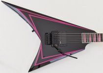 Alexi Laiho Sawtooth Japan Custom Shop Guitar, Black with Pink Pinstripe