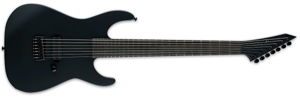 M-7HT Baritone Black Metal Electric Guitar, Black Satin