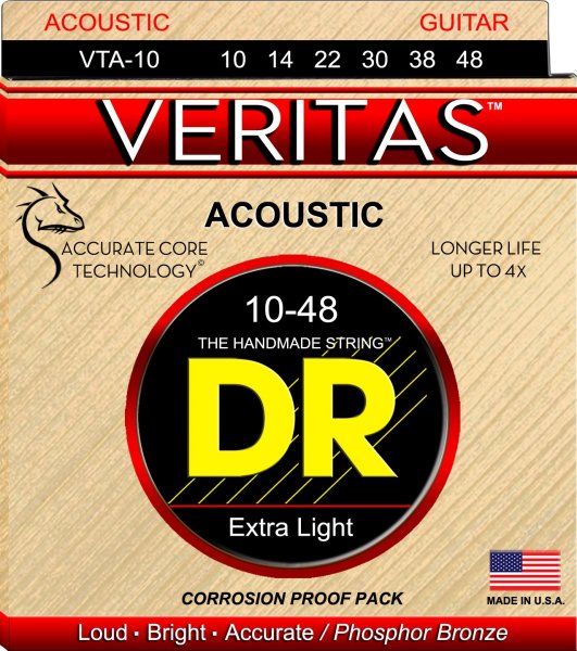 Veritas Acoustic Guitar Strings, Extra Light (10-48)