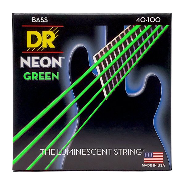 Neon Green Coated Bass Strings, Light (40-100)