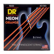 Neon Orange Coated 5-String Bass Strings, Light (40-120)