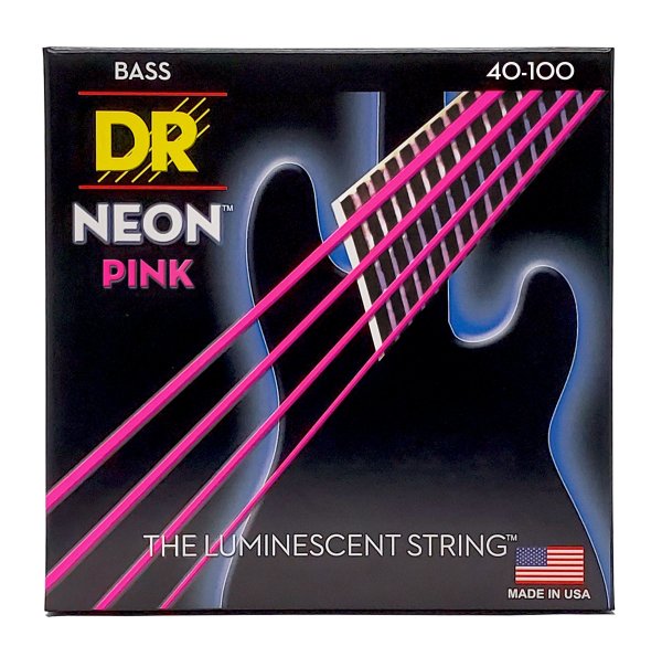 Neon Pink Coated Bass Strings, Light (40-100)