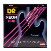 Neon Pink Coated 5-String Bass Strings, Light (40-120)