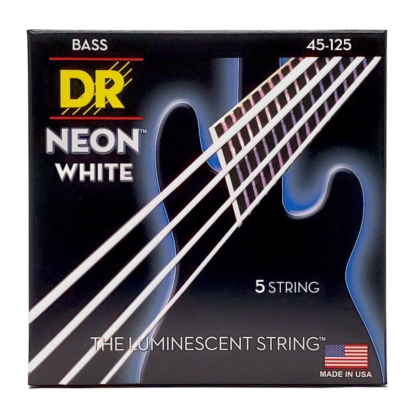 Neon White K3 Coated 5-String Bass Strings, Medium (45-125)