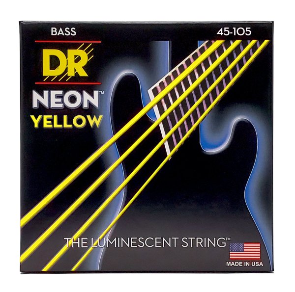 Neon Yellow Coated Bass Strings, Medium (45-105)