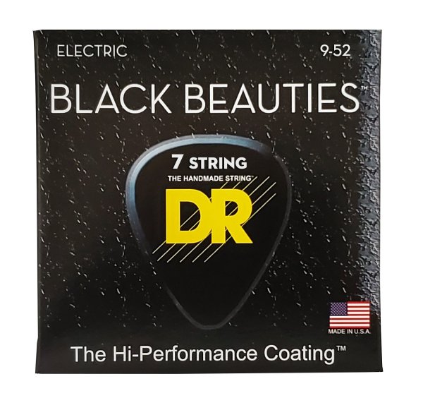 Black Beauties Coated 7-String Electric Guitar Strings, Light (9-52)