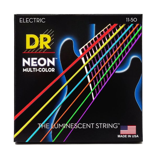 Neon Multi-color Coated Electric Guitar Strings, Heavy (11-50)