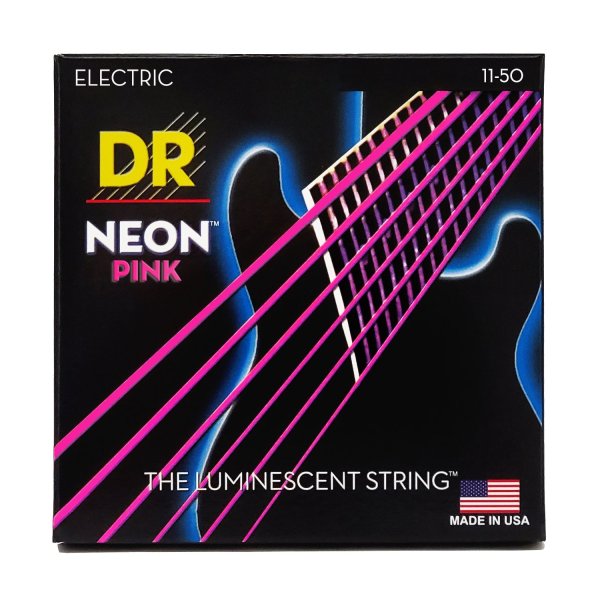 Neon Pink Coated Electric Guitar Strings, Heavy (9-46)