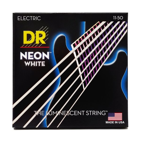 Neon White Coated Electric Guitar Strings, Heavy (11-50)