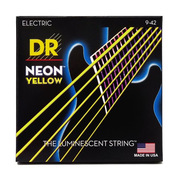 Neon Yellow Coated Electric Guitar Strings, Light (9-42)