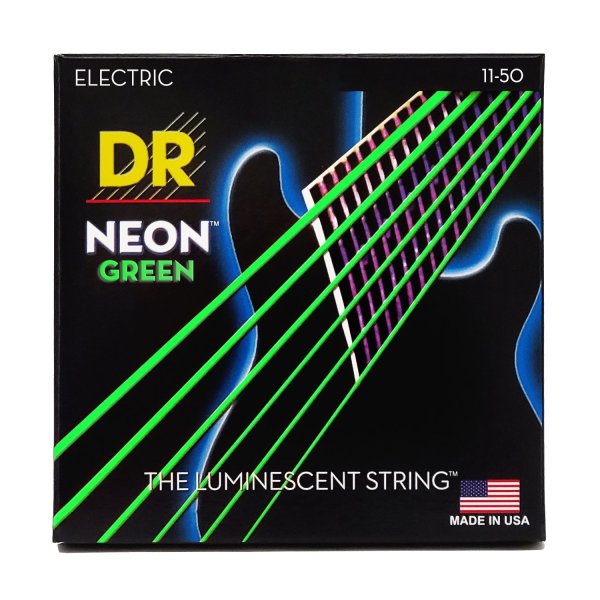 Neon Green Coated Electric Guitar Strings, Heavy (11-50)