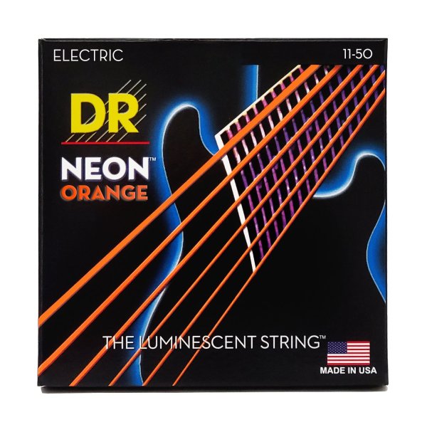 Neon Orange Coated Electric Guitar Strings, Heavy (11-50)