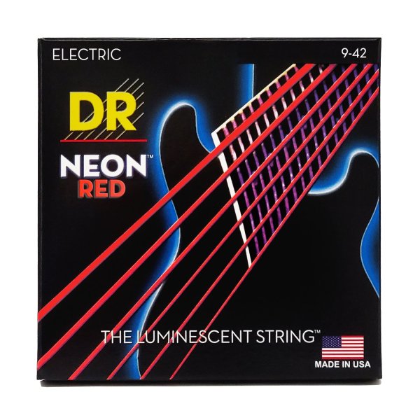 Neon Red Electric Guitar Strings, Light (9-42)